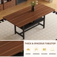 thumbnail image 4 of Hi loPres 71" Dining Table Set for 6 with Storage Shelf, Modern Walnut Wood Grain Kitchen Table and 6 Dark gray Linen Fabric Chairs for Dining Room and Home Office, 4 of 10