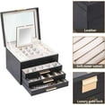 thumbnail image 2 of BOOVO Clear Lid Jewelry Box,4 Layers Jewelry Organizer Large Jewelry Storage Box with 3 Drawers,Jewelry Holder Organzier of Rings Earrings Necklace Bracelets for Women (Black, 4 Layer), 2 of 16