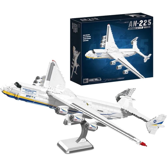 Aasimar Large Transport Aircraft An-225 Building Blocks Set, Airplane Model Building Kits, Military Fan Model Collection Educational Toys Gifts for Adult 1729 PCS