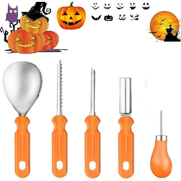 5 Piece Professional Pumpkin Carving Kit Stainless Steel Pumpkin Decorating Kit