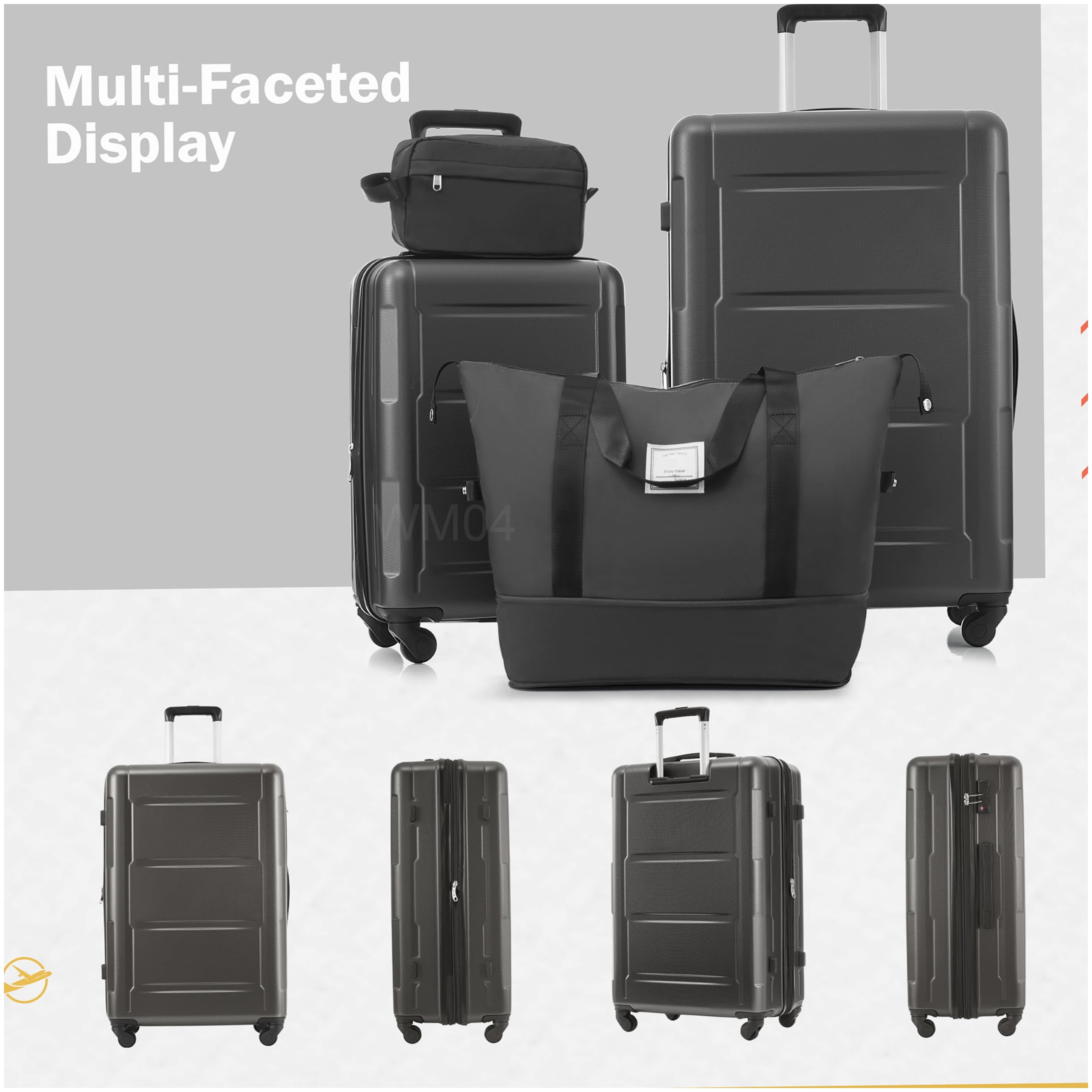 TSA Lock Lightweight ABS Hardside Luggage Set, 20 & 28 Inch Expandable Suitcases with 360° Wheels, Dark Gray
