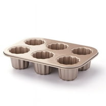 Kitecy 6-Cavity Canelé Baking Mold, French Dessert Madeleine Pan, Angel Bell Cake Tools, Non-Stick Carbon Steel Cupcake Tray,Silver,1PC