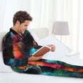 thumbnail image 6 of Naloa Neon Spectrum Cat Portrait Men’s Pajamas Set - Long Sleeve Button Down Sleep Shirt and Pajama Bottoms Sleepwear Set-X-Large, 6 of 7