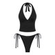thumbnail image 1 of Conjunto Tankini negro XS con ojales sin costuras, vintage, jacquard, para mujer, 1 of 4