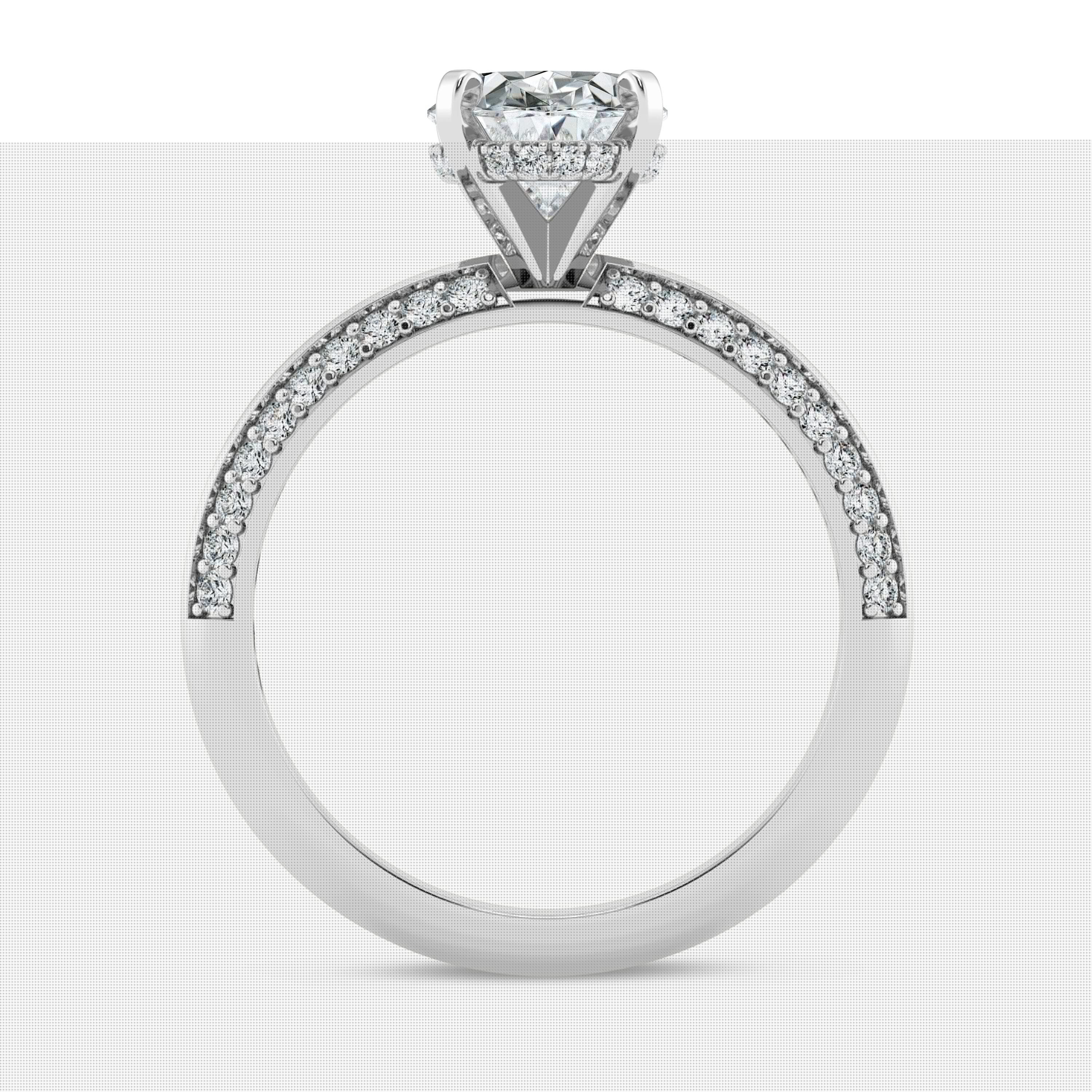 thumbnail image 3 of Empire Jewelry 2 Ct Oval Cut Moissanite Ring - Hidden Halo Solitaire with Accent Stones - 14K White Gold Plated Engagement Jewelry for Her, 3 of 3