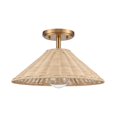 thumbnail image 2 of Rydell 14'' Wide 1-Light Semi Flush Mount - Brushed Gold and Rattan, 2 of 3