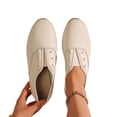 thumbnail image 4 of Shrysg Women's Round Toe Jazz Shoes Casual Ballroom Faux Leather Flats Beige, 4 of 9