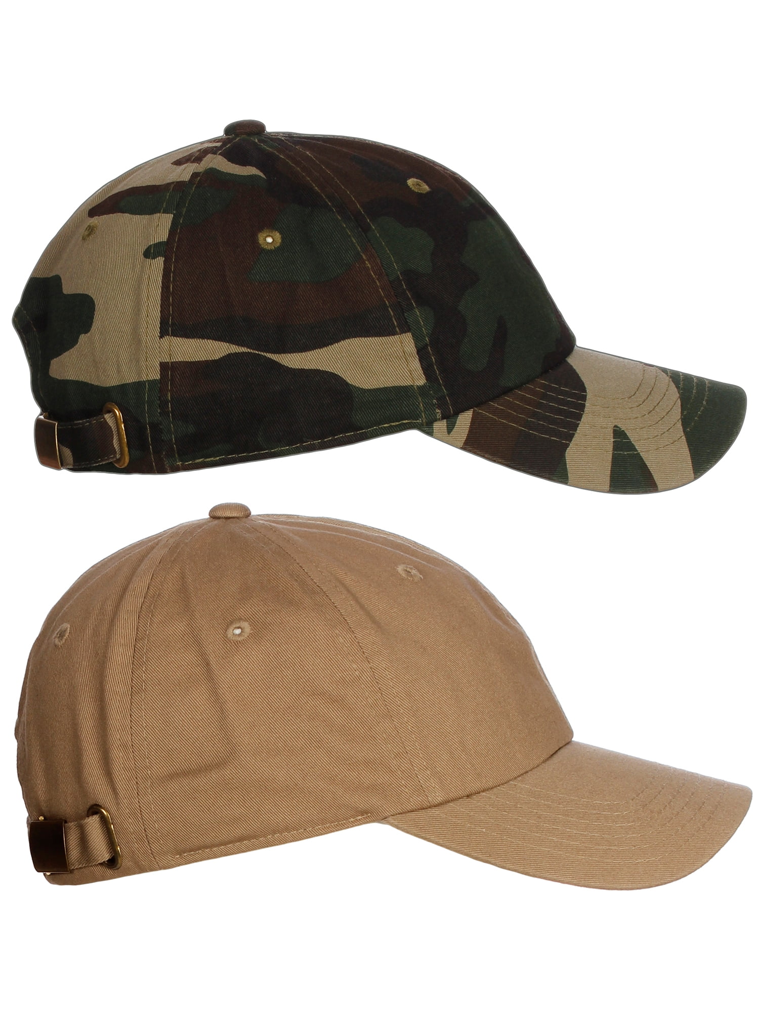 D&I Plain Dad Hat 100 Cotton Unstructured Hat Unisex Strap Cap 2Pk