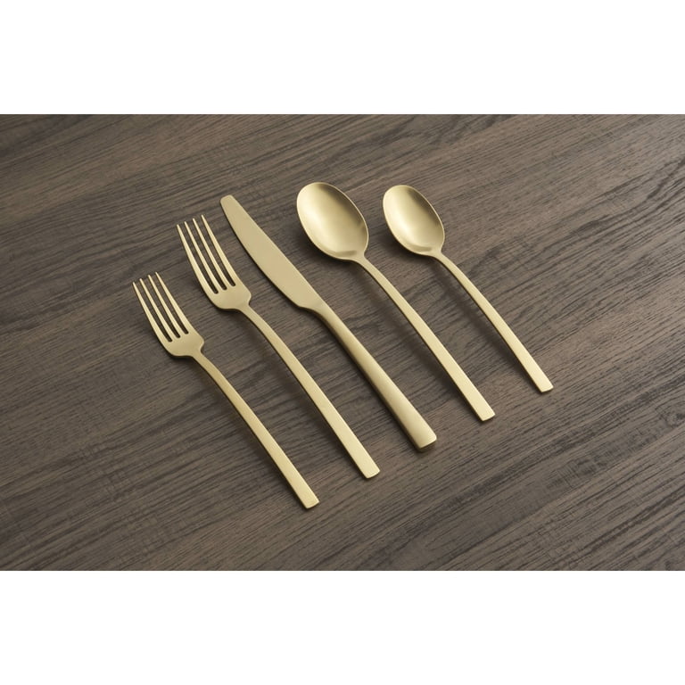 Cambridge Beacon Gold Satin 20-Piece Flatware Set - Walmart.com