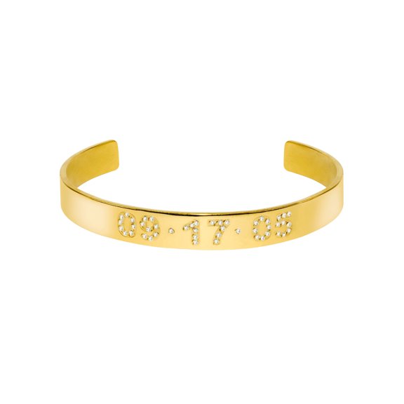 Personalized Date Bangle Bracelet with Stones