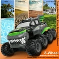 thumbnail image 7 of Amphibious Remote Control Car 8WD RC Monster Truck with 2 Rechargeable Batteries for Boys Age 8-12 Offroad Waterproof RC Pickup 2.4GHz All Terrain RC Drift Cars Beach Pool Toys Gifts for Kids Green, 7 of 7