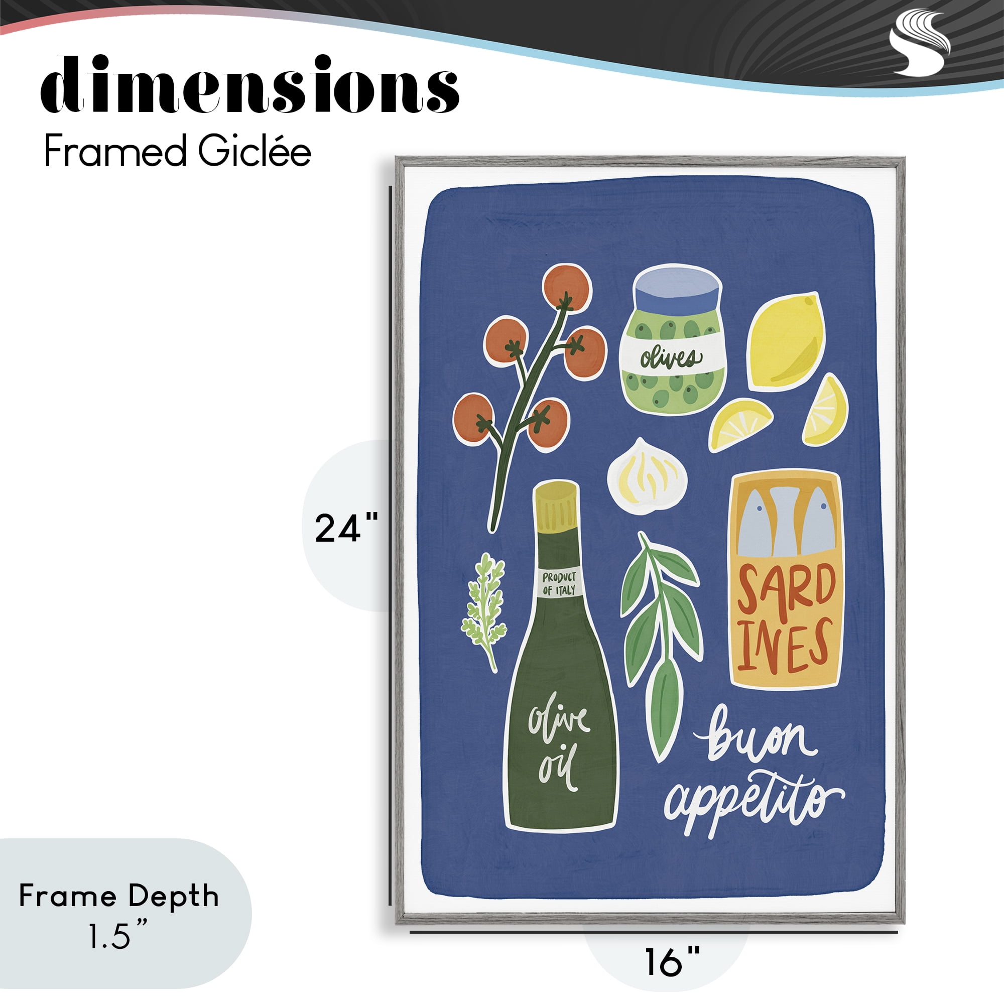 Stupell Industries Italian Kitchen Necessities Gray Framed Giclee Art, design by Amanda Houston