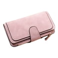 thumbnail image 3 of Monedero para mujer, cartera larga con 3 pliegues, tarjetero con cremallera, monedero de piel sintética, bolso de mano, rosa seitruly AP000899-03, 3 of 7