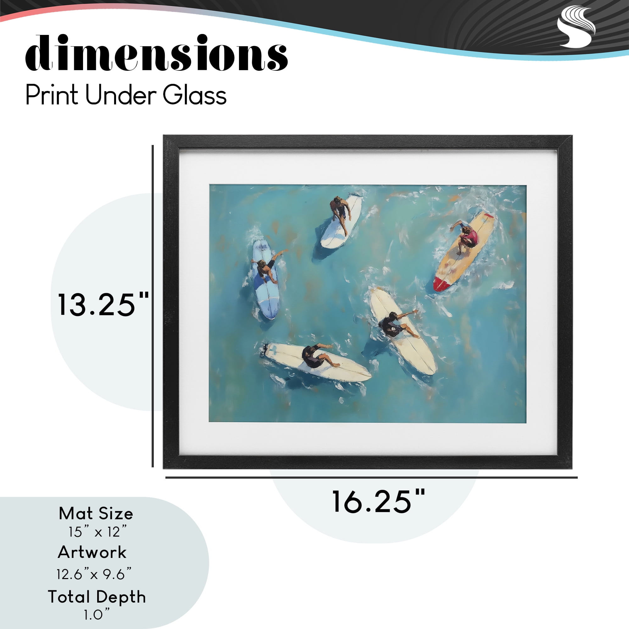 Stupell Industries Group of Surfers at Sea Black Framed Print Under Glass, design by LSR Design Studio