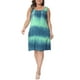 thumbnail image 2 of Vestidos de verano sin mangas de tie dye de talla grande Agnes Orinda para mujeres, vestido casual suelto tipo camiseta de playa 1X azul verde, 2 of 6