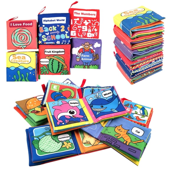 Libros de tela suave TOGETIC Let's Learn Together, paquete de 6
