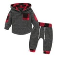 thumbnail image 2 of GXWEA Toddler Christmas Outfit Boy Boy Clothes Toddler Baby Boy Clothes Long Sleeve Hooded Pullover Colorblock Sweatshirt + Pants 2Pcs Outfits Set A15 sets Red 6-12 Months, 2 of 8