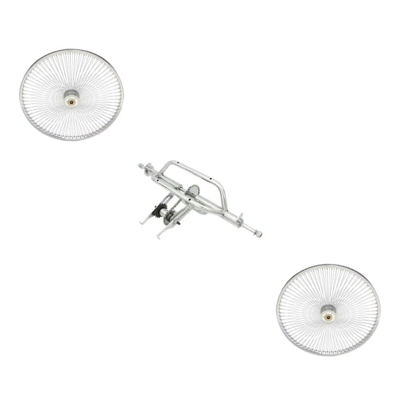 Chrome Trike Conversion Kit for 24 inch Bicycle. Comes with Two Chrome 24 inch Hollow-Hub Steel Wheel 144 Spoke. Tricycle, Trike, three-wheel bike conversion kit