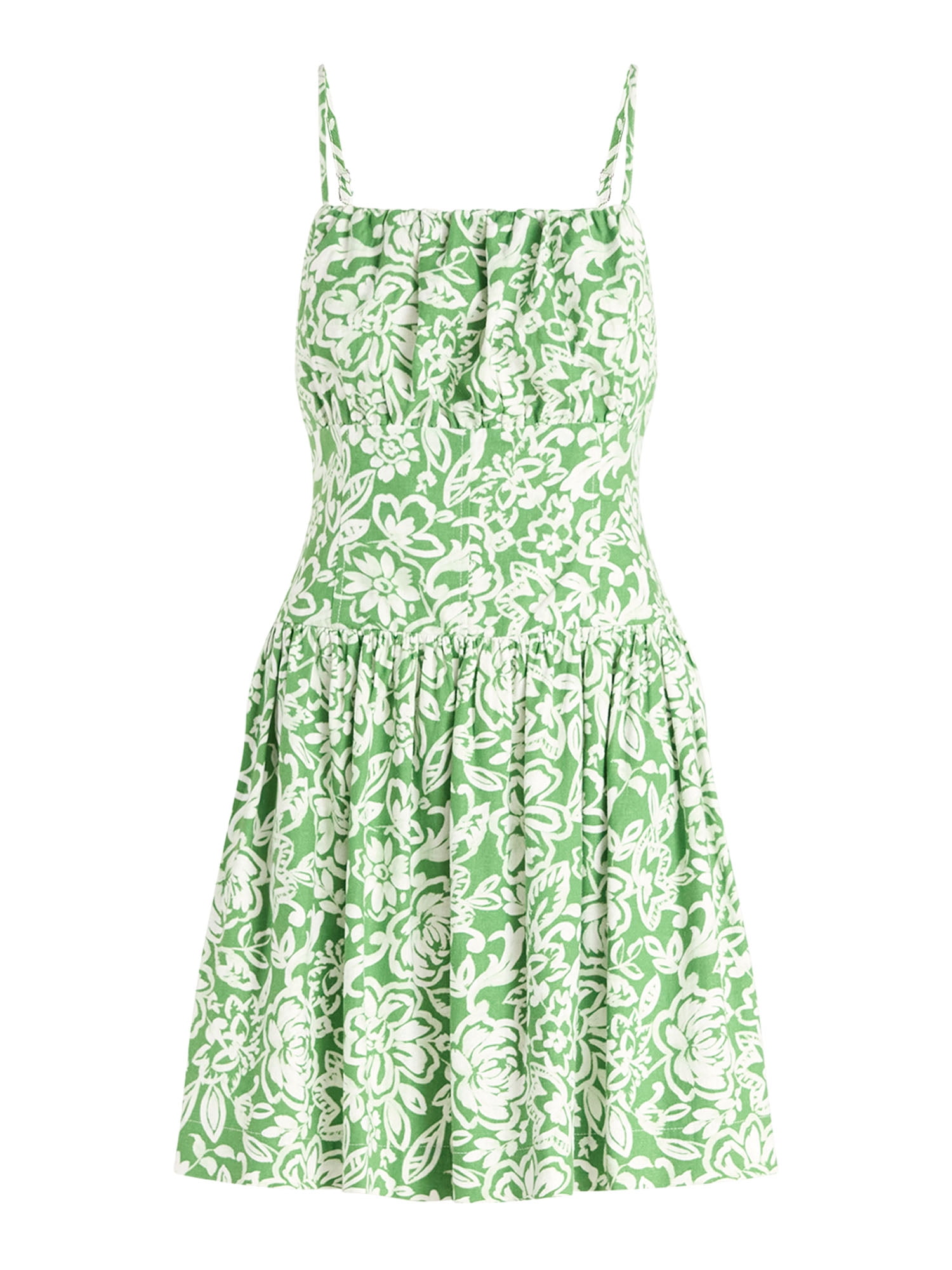 Free Assembly Women's Linen Mini Dress with Floral Print, Sleeveless, Sizes  XS-XXL - Walmart.com