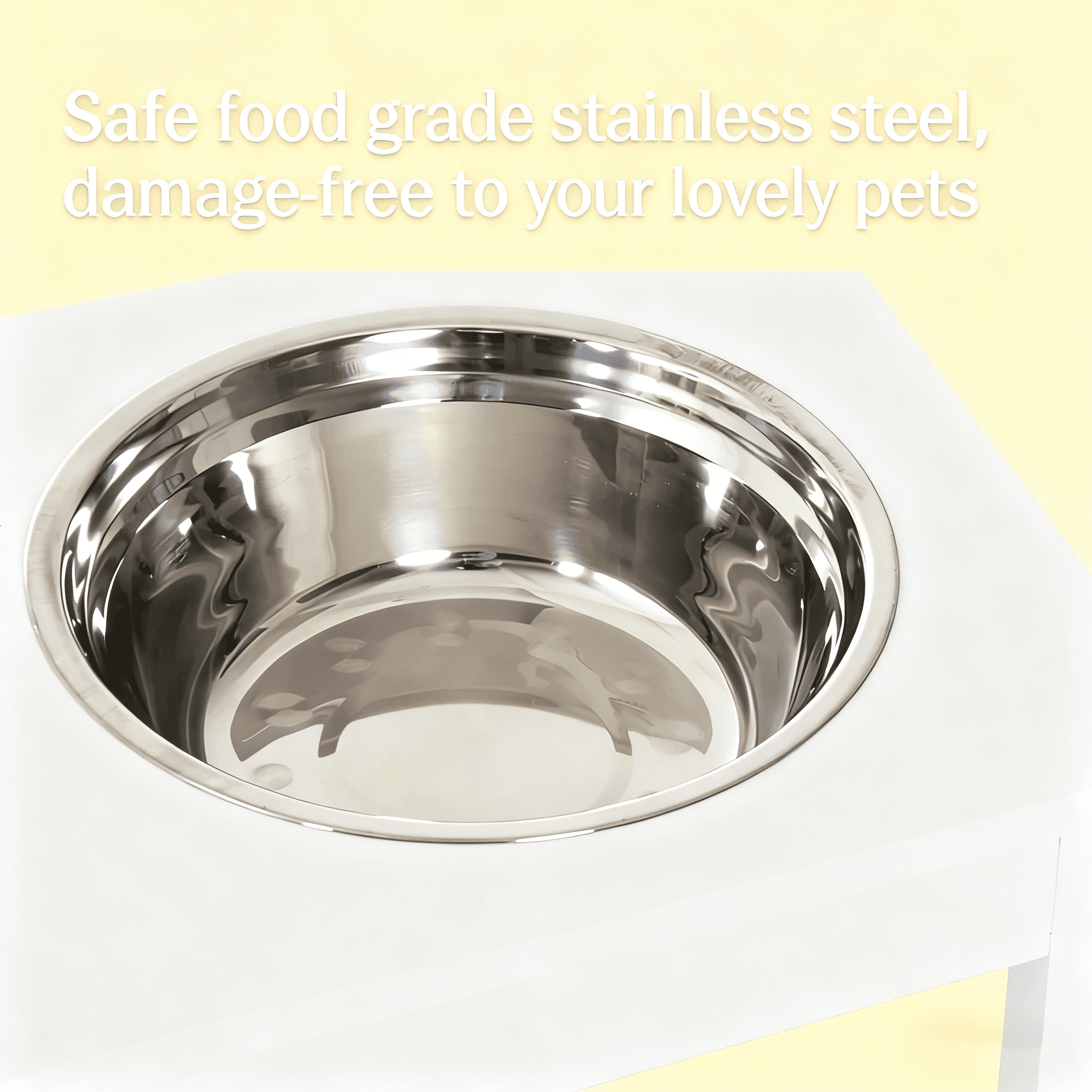 Elevated Dog Bowls, 2-in-1 Raised Pet Feeder with Stainless Steel Bowls, Non-Slip MDF Feeding Station for Small Medium Dogs Like French Bulldog Pug Beagle