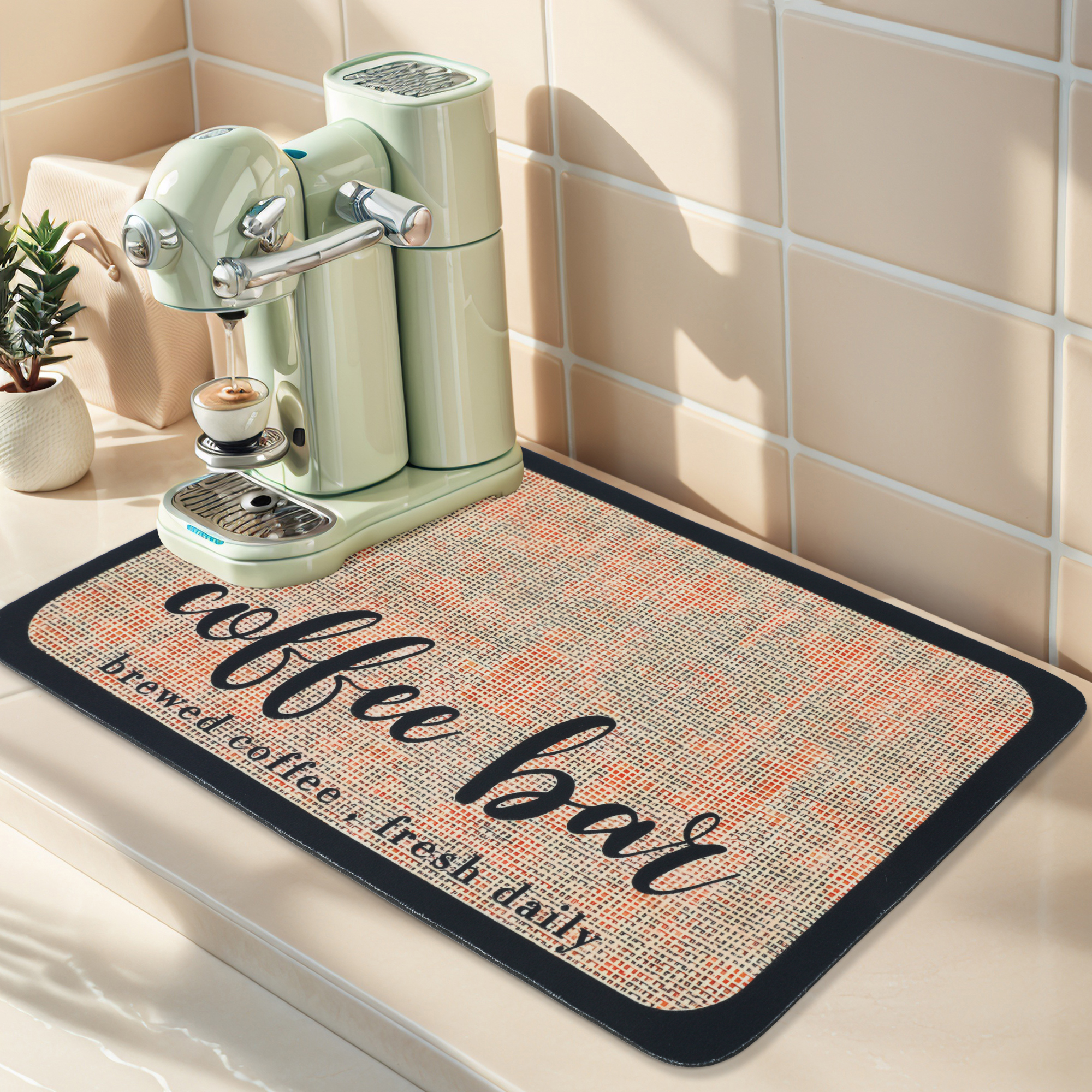 Unique Bargains Diatomaceous Coffee Bar Mat Quick Dry Dish Drying Mats Khaki 19.7*11.8 in