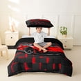 thumbnail image 2 of Castle Fairy Neon Red Sports Car Twin Bedding for Teens, Grid Print Duvet Cover Set for Bedroom, Red Black,Black Reversible,2pcs,No Comforter, 2 of 6
