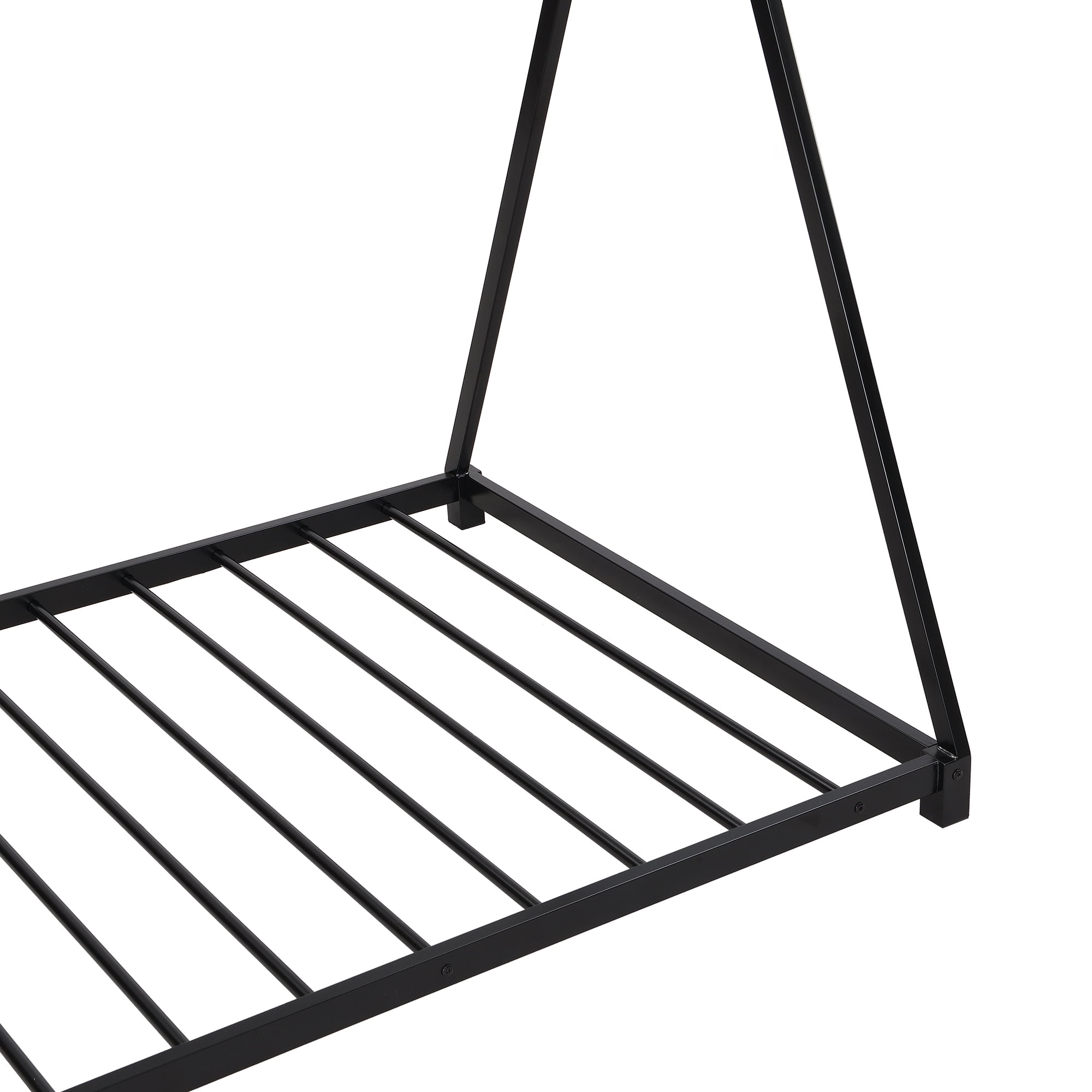 Yoneston Kids Wood Twin Size Platform Bed, Canopy Tent Bed for Living Room Bedroom, Black
