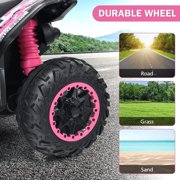 OLAKIDS Kids Ride on ATV, 12V 4 Wheeler Quad Toy Vehicle with Music, Horn, High Low Speeds, LED Lights, Electric Ride On Toy, Battery Powered Wheels Car for Children 3-8 Years Old