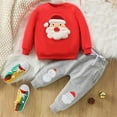 thumbnail image 2 of Odeerbi Infant Boys Fall Winter Outfits Christmas Sweatsuits Cute Tracksuit Children's Spring Casual Sweatshirt Sweatpants Two-piece Suit Infant Clothes Red, 2 of 9
