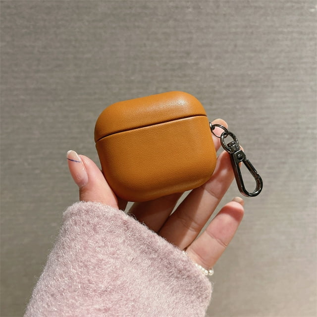 DIY Luxury Soft Leather Customization Earphone Case For Airpods 3 Pro 1 2 Cover Customer Name Letters Print Protective Cover Brown For Airpods Pro