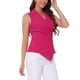 thumbnail image 4 of INSPIRAR CHIC Blusa Asimétrica Sin Mangas con Solapa en V para Mujeres XL Rosa Fucsia, 4 of 6