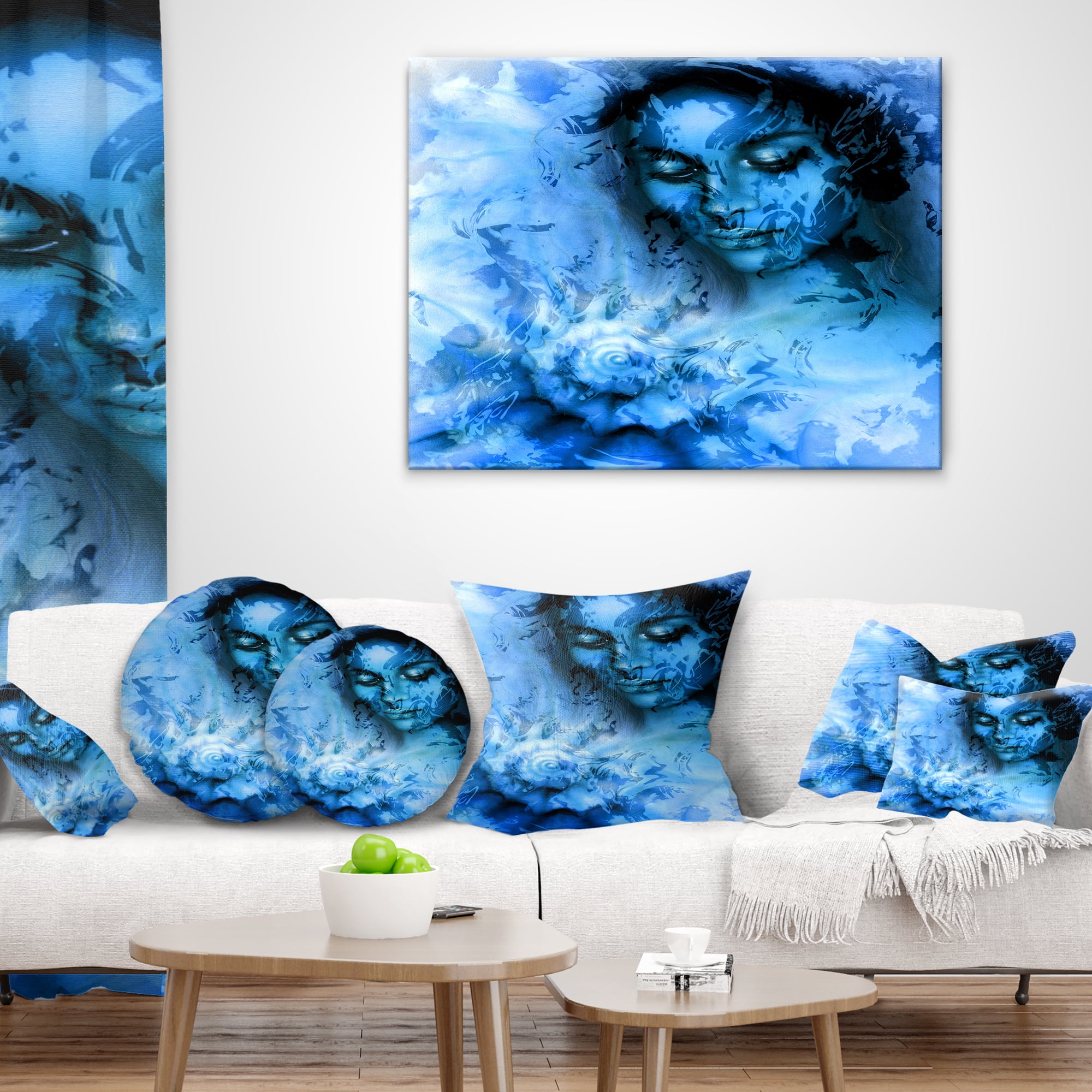 Designart Young Woman With Closed Eyes - Portrait Throw Pillow - 18x18