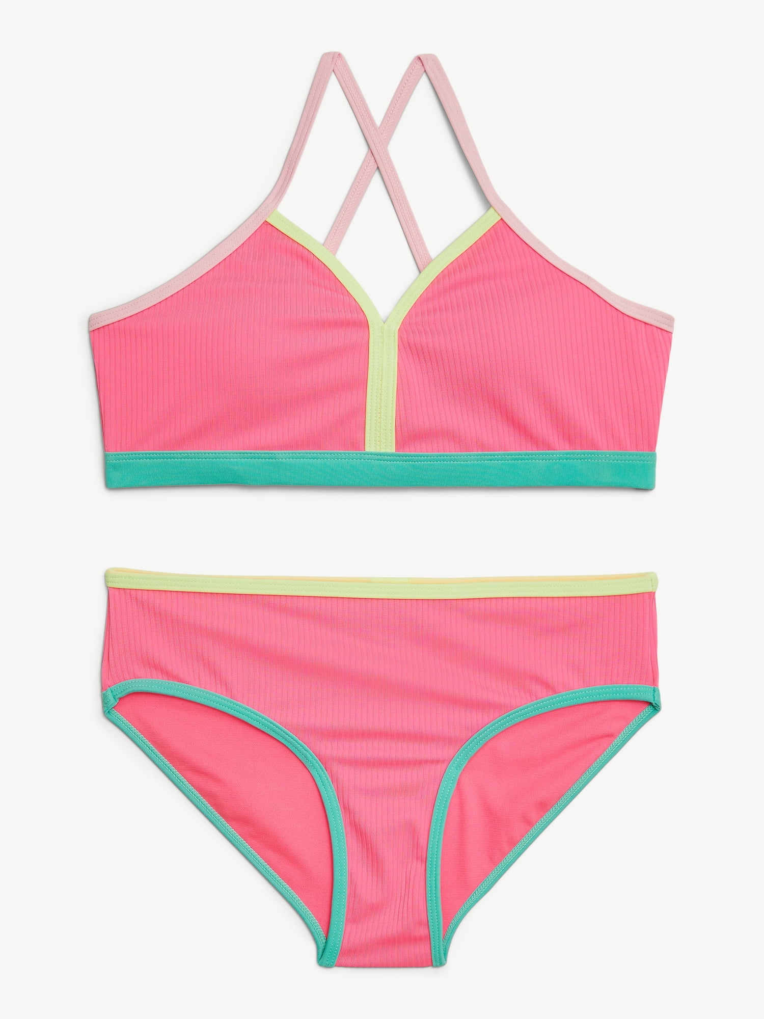 Justice Girls Two-Piece Bikini with Cross Back Straps, Sizes 5-18