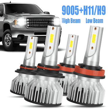 For GMC Sierra 1500 2500 3500 2007 2008 2009 2010 2011 2012 2013 Led Headlight Bulbs 9005 H11 High&Low Beam 4pc