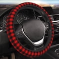 thumbnail image 2 of DouZhe Fashion Red Black Plaid Prints Steering Wheel Cover, Universal 15 inch Anti-Slip Odorless Elastic Car Steering Wheels Cover for Women Men, 2 of 7