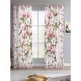 thumbnail image 2 of Spring Floral Sheer Curtains 84 Inch Length 2 Panels Set for Living Room/Bedroom, Retro Pink Orchid Flowers Leaves Botanical Kitchen Curtains Grommet Semi-Sheer Curtains Window Treatments 42"x84"x2, 2 of 7