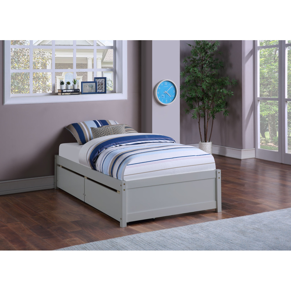 Hassch Twin Bed With 2 Drawers, Solid Wood, No Box Spring Needed ，Grey - image 1 of 6