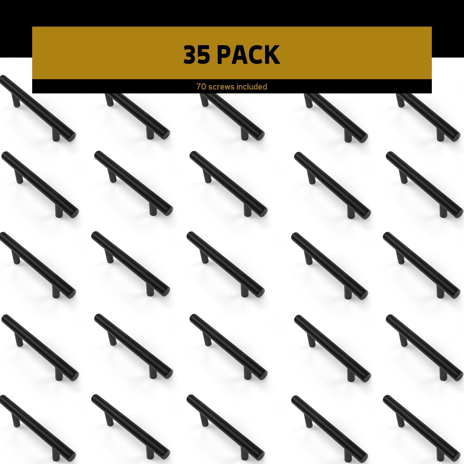 Mega Handles / Cabinet Pulls 7.38 Inch / Stainless Steel Cabinet Handle Pulls / Matte Black / 35 pack
