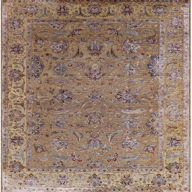 Ahgly Company Tapis d'Intérieur Carré Mid-Century Moderne Brun Châtaignier Zone Orientale, 4' Carré