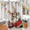 thumbnail image 2 of Christmas Cat Shower Curtain, Merry Christmas Shower Curtains for Bathroom, Cute Winter Farmhouse Holiday New Year Bathroom Home Decor, Waterproof Fabric with Hooks 72x72 Inch, 2 of 6