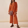 thumbnail image 3 of Camisa de Manga Conjuntos de salón de 2 piezas Traje de vacaciones con abertura lateral y hombros caídos para mujer Ygjytge Marron oscuro T L para Mujer, 3 of 8