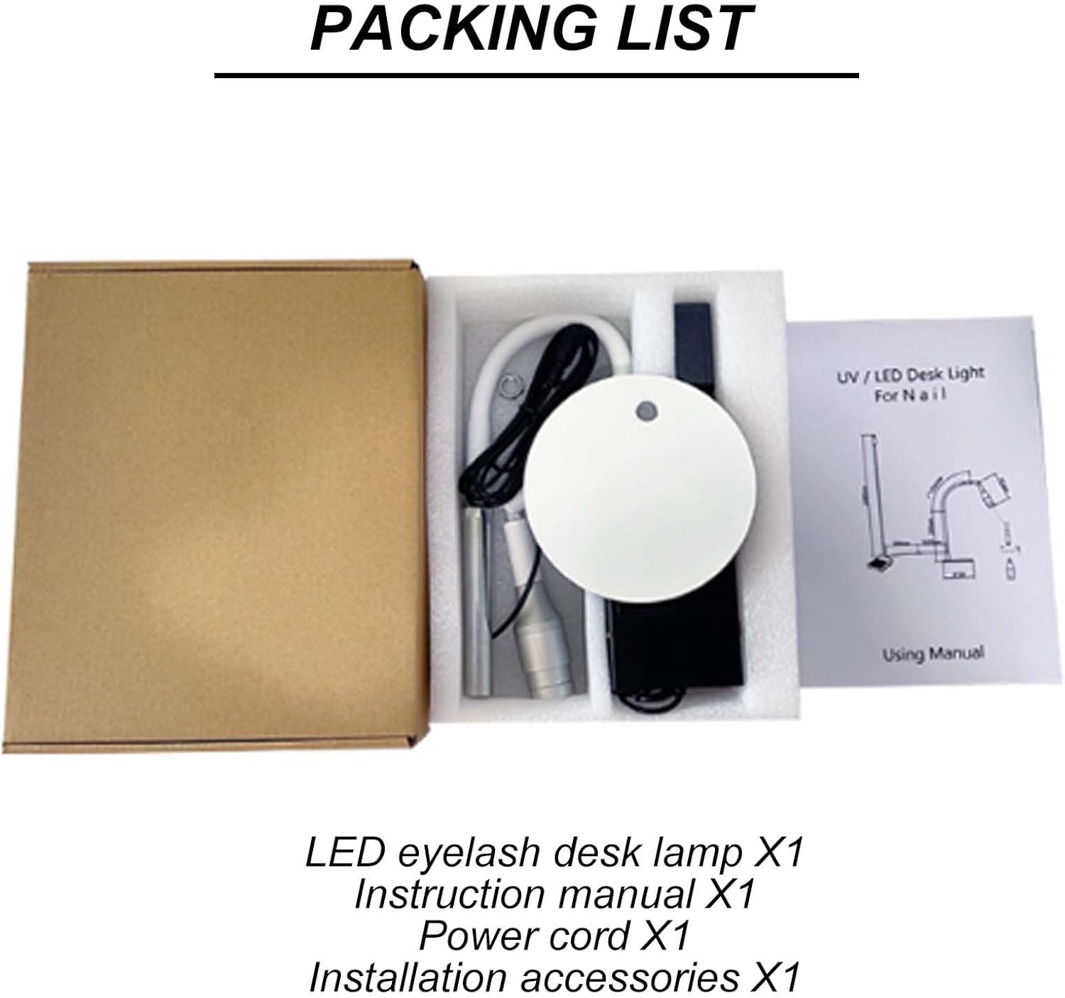 5W 395-400nm UV Cure lamp for Eyelash Extension, Lash Lamp with Foot Switch, 360° Adjustable Metal Bracket, 1-2sfast Curing, Gel Polish Curing Light for Home and Nail Salon