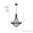 thumbnail image 6 of Hunter - Perch Point 5-light Noble Bronze, Medium Size Chandelier, Dimmable, Casual Style, Empire Shaped, for Bedrooms, Dining, Living Rooms - 19424, 6 of 7
