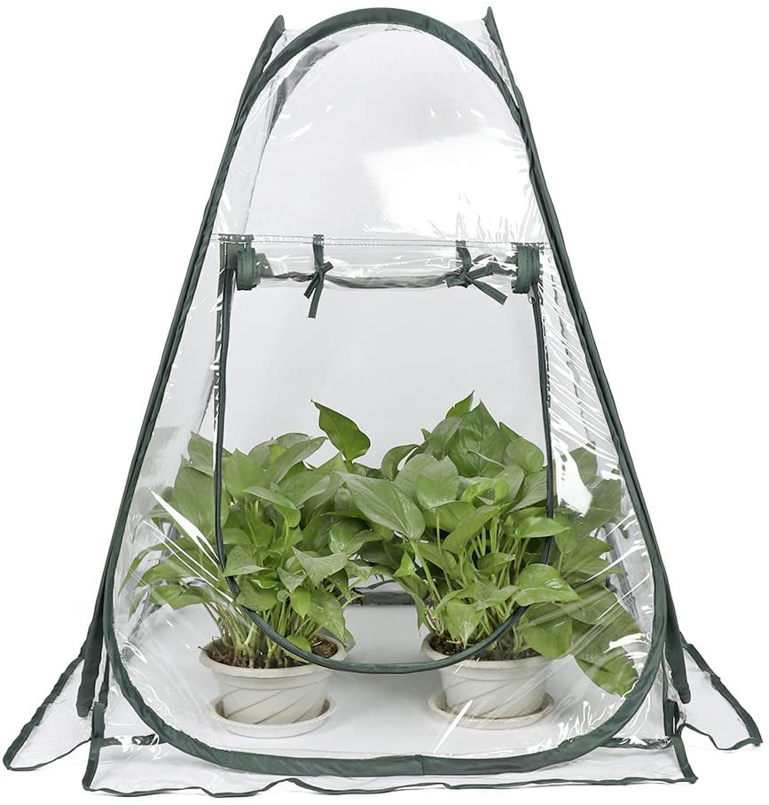Small Pop up Greenhouse PVC Foldable Flowerpot Cover Indoor Flower Shelter 