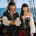 thumbnail image 4 of Alaiyaky 7 Pcs Pirate Accessories Set, Adult Captain Costume, Pirate Headscarf, Earrings,Ring,Eye Patch,Necklace,Bracelet,Hip Scarf for Halloween Cosplay Party, 4 of 7
