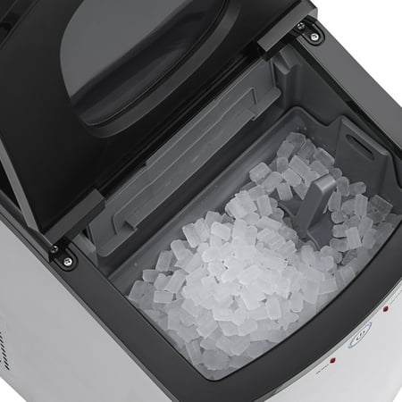 NewAir - 40 lb Portable Ice Maker with Nugget Ice Production - Stainless steel