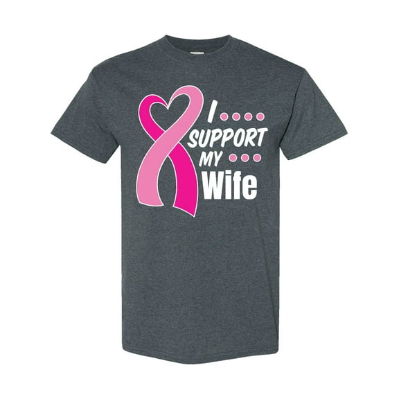 Inktastic Breast Cancer Awareness I Support My Wife with Pink Ribbon T-Shirt