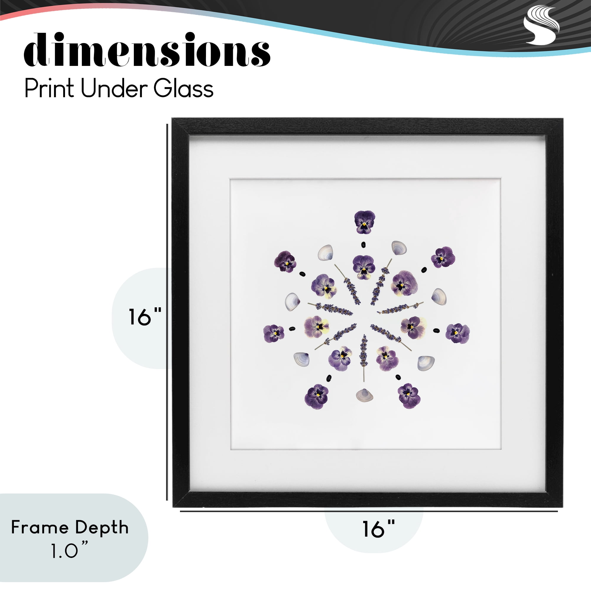 Stupell Industries Pansies & Lavender Symmetry Black Framed Print Under Glass, design by Beth Adoette