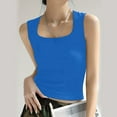 thumbnail image 4 of ZQGJB Summer Womens Square Neck Tank Tops Trendy Solid Color Basic Workout Tees Shirt Casual Sleeveless Athletic Cami Shirts 2025 Blue S, 4 of 7