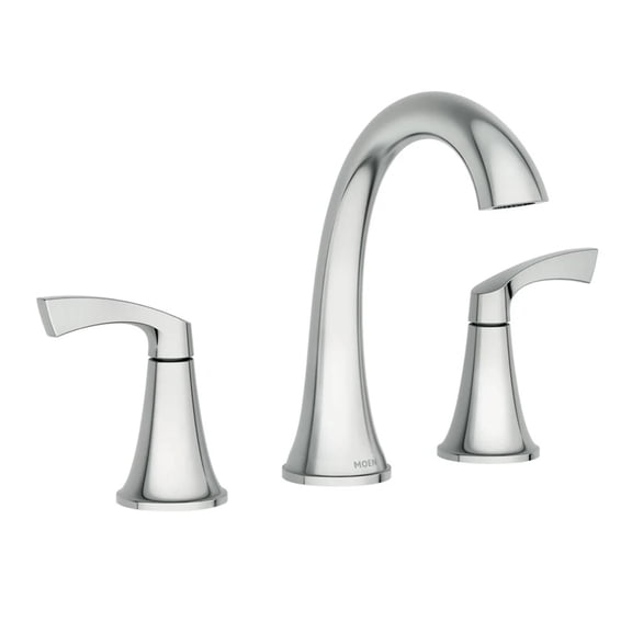 MOEN Korek 8 in. Widespread Double Handle High-Arc Bathroom Faucet with Valve in Chrome, Grey